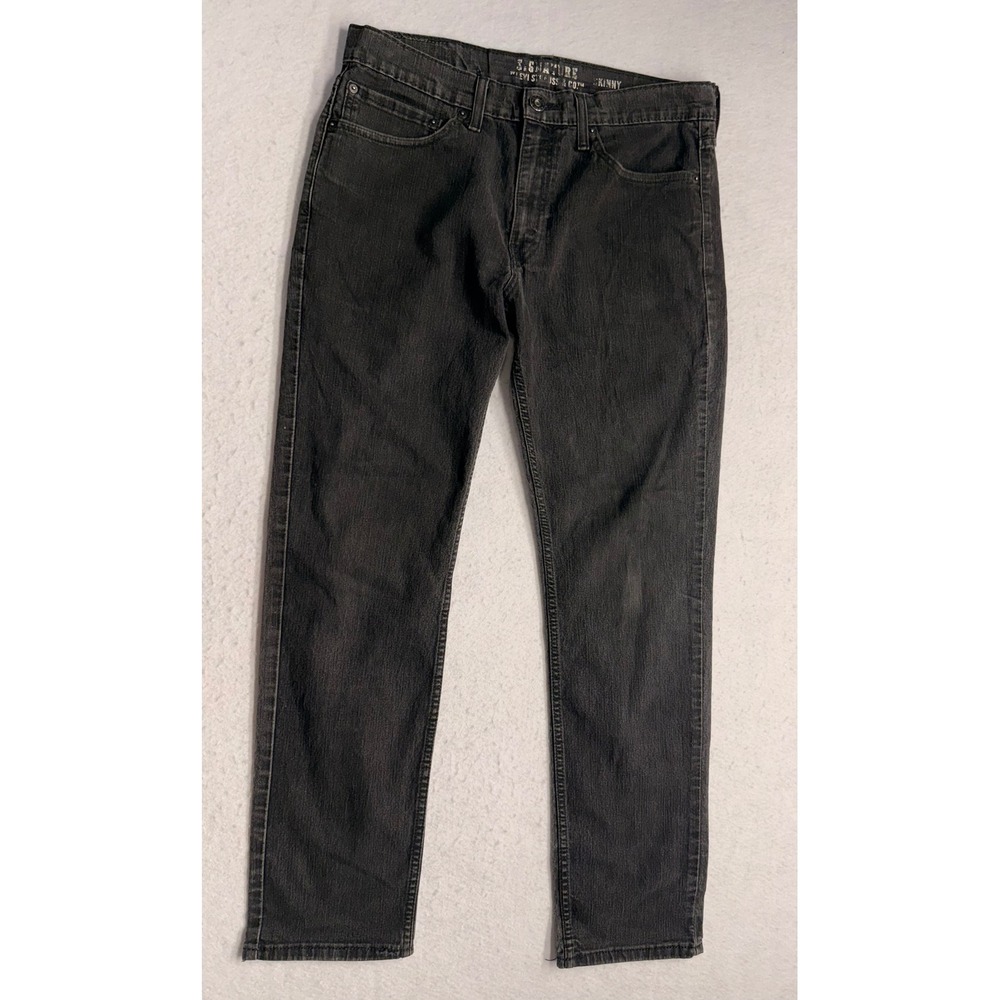 Signature by Levi Strauss Men's Skinny Jeans 34x32 Faded Black Denim Stretch